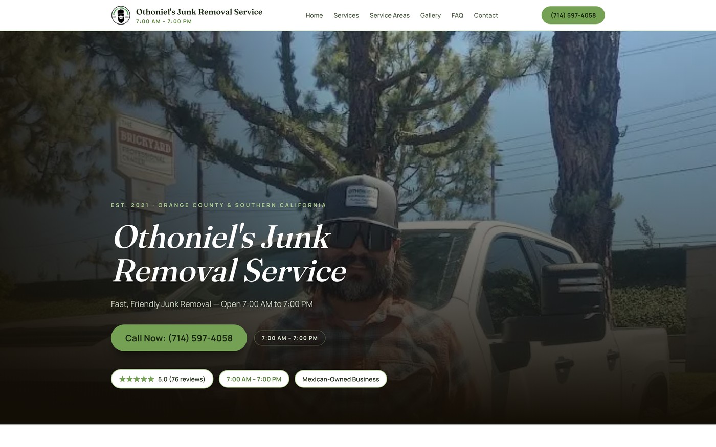 Othoniel's Junk Removal website, built by AR Marketing